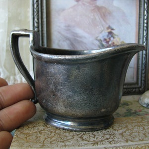 Antique Gifts For Brides, Antique Heavy Silver Plate Hotel Ware Miniature Creamer, Antique Silver Plate Mini Creamer
