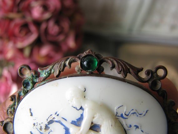 Antique Cameo Pendant, Antique Glass Cameo, Victo… - image 7