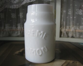 Botella antigua de vidrio para crema de leche, con relieve de Creme Simon