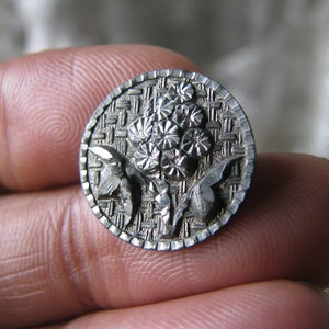 Antique Pewter Button, Antique French Button, Victorian Pewter Button, Pewter Openwork Button, Lacy Openwork Button
