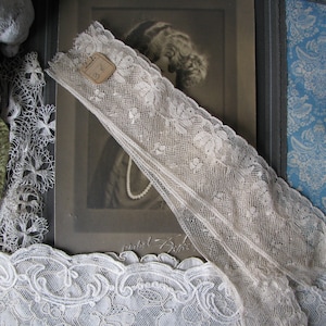 Antique Lace Samples, Victorian Lace Samples, McGrew&#39;s Lace Sample, Antique Nottingham Lace, 3 Cent Lace, Antique Sewing Notions