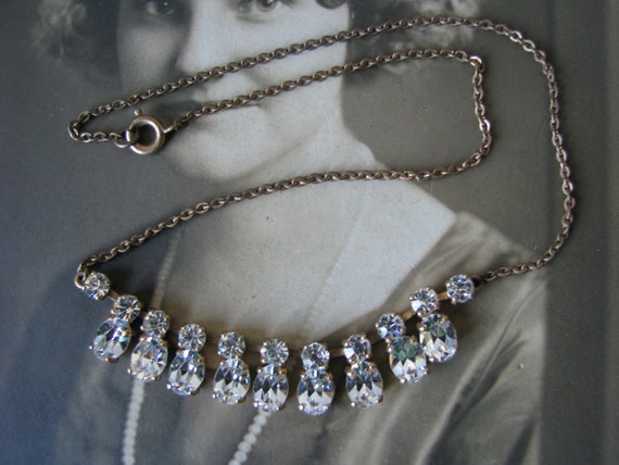 1930s Art Deco Paste Choker Necklace, Bridal Wedd… - image 4
