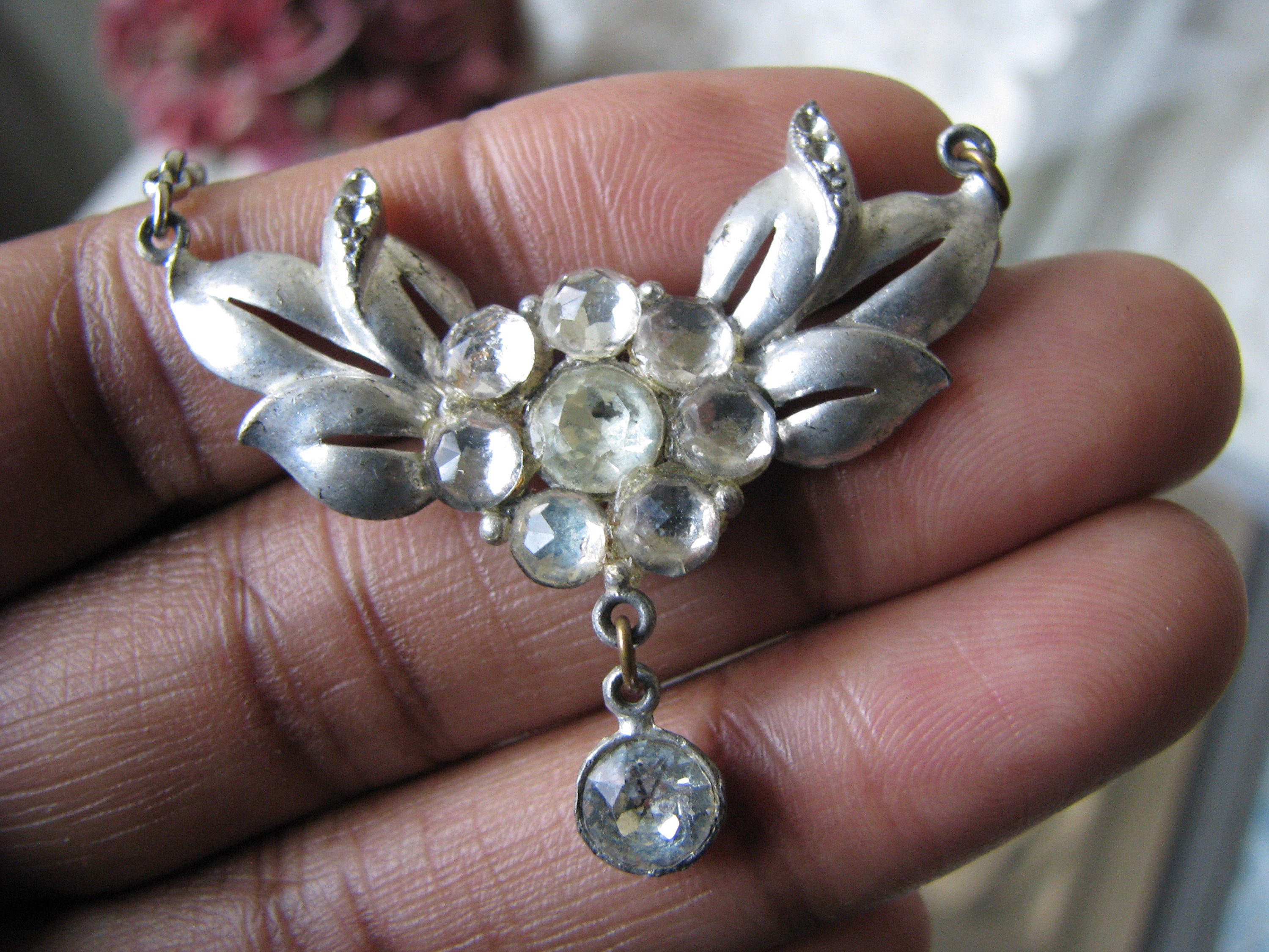 Art Deco Paste Necklace, Paste Flower Necklace, Art Deco Necklace, Art Deco Flower Necklace, Art Deco Wedding Necklace, Bridal Necklace