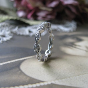 Art Déco Style Wedding Band, Sterling Silver CZ Wedding Band, CZ Eternity Band, CZ Anniversary Band, Wedding Ring, Bridal Ring, Taille 6