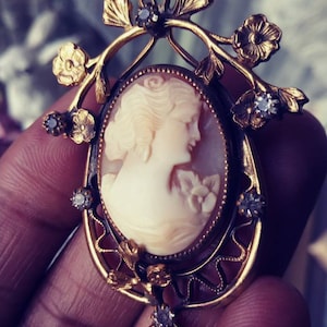 Antique Cameo Brooch, Cameo and Paste Brooch, Victorian Cameo Brooch, Wedding Cameo Brooch, Bridal Cameo, Wedding Brooch, Brooch Pendant