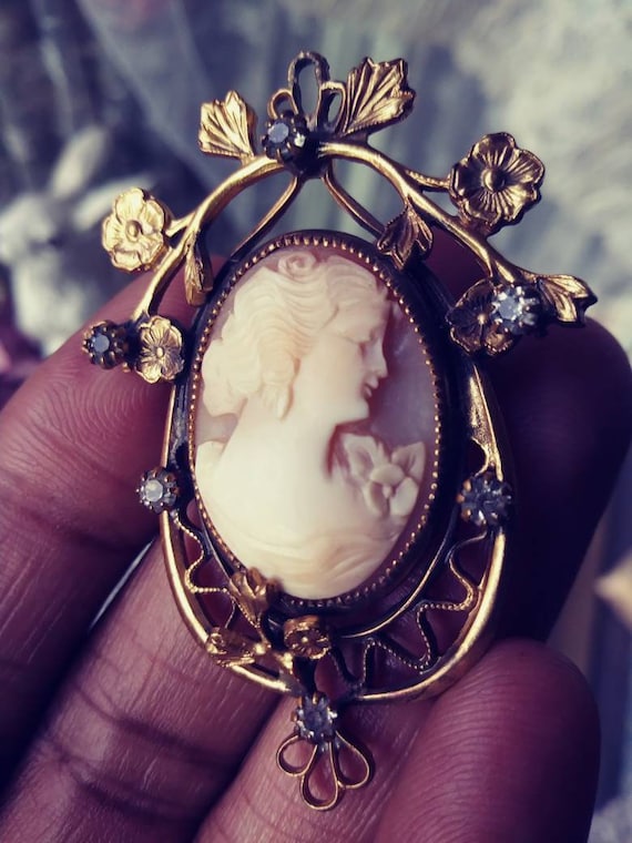 Antique Cameo Brooch, Cameo and Paste Brooch, Vict