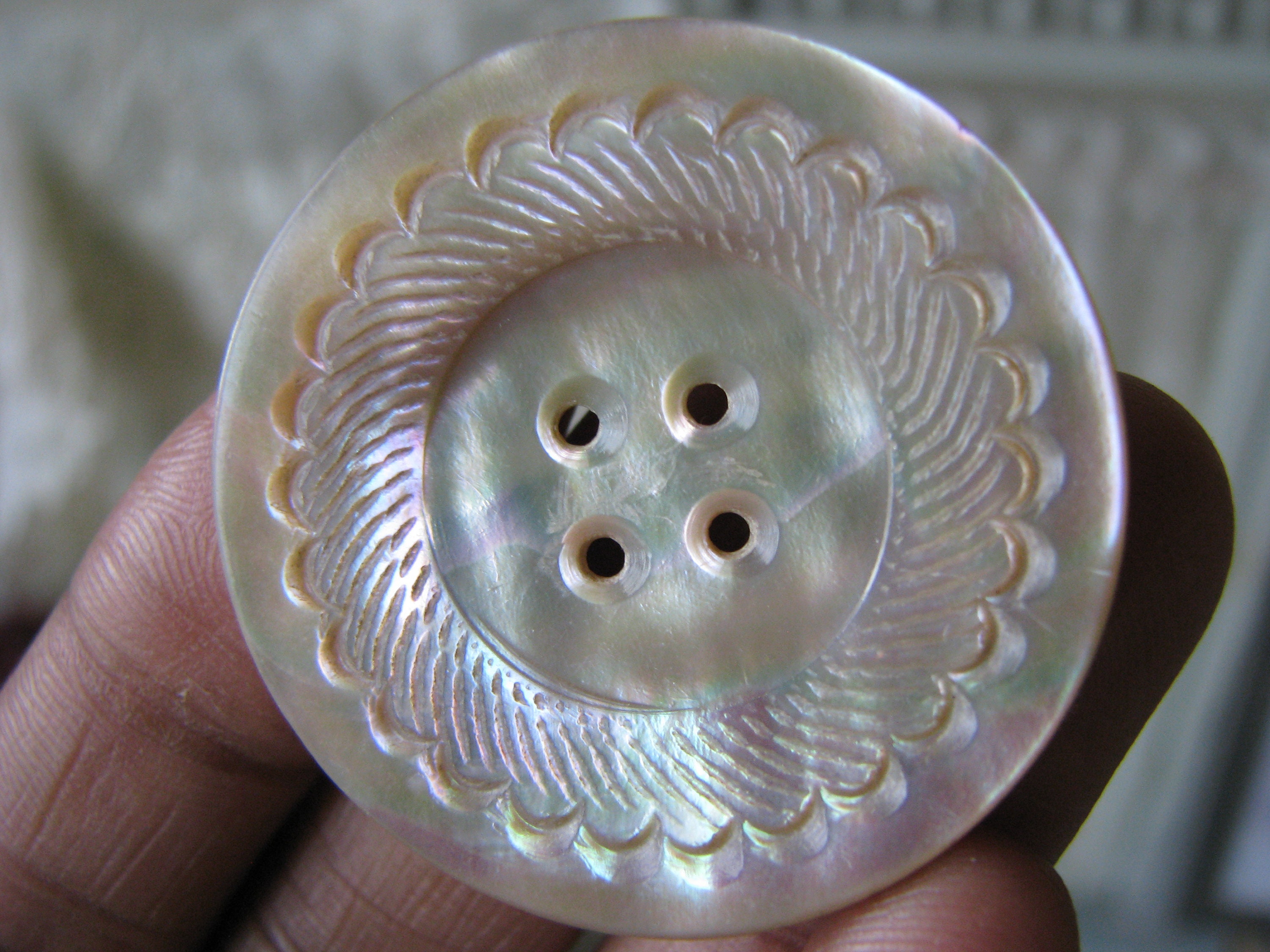 Antique Carved Mother of Pearl Button, Victorian Pink Shell - Etsy