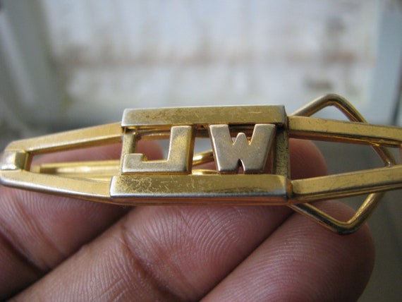 Art Deco Tie Clip Tie Bar, Gold Plated Tie Clip T… - image 3