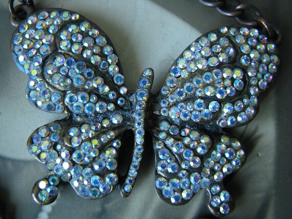 Rhinestone Butterfly, Rhinestone Butterfly Neckla… - image 4