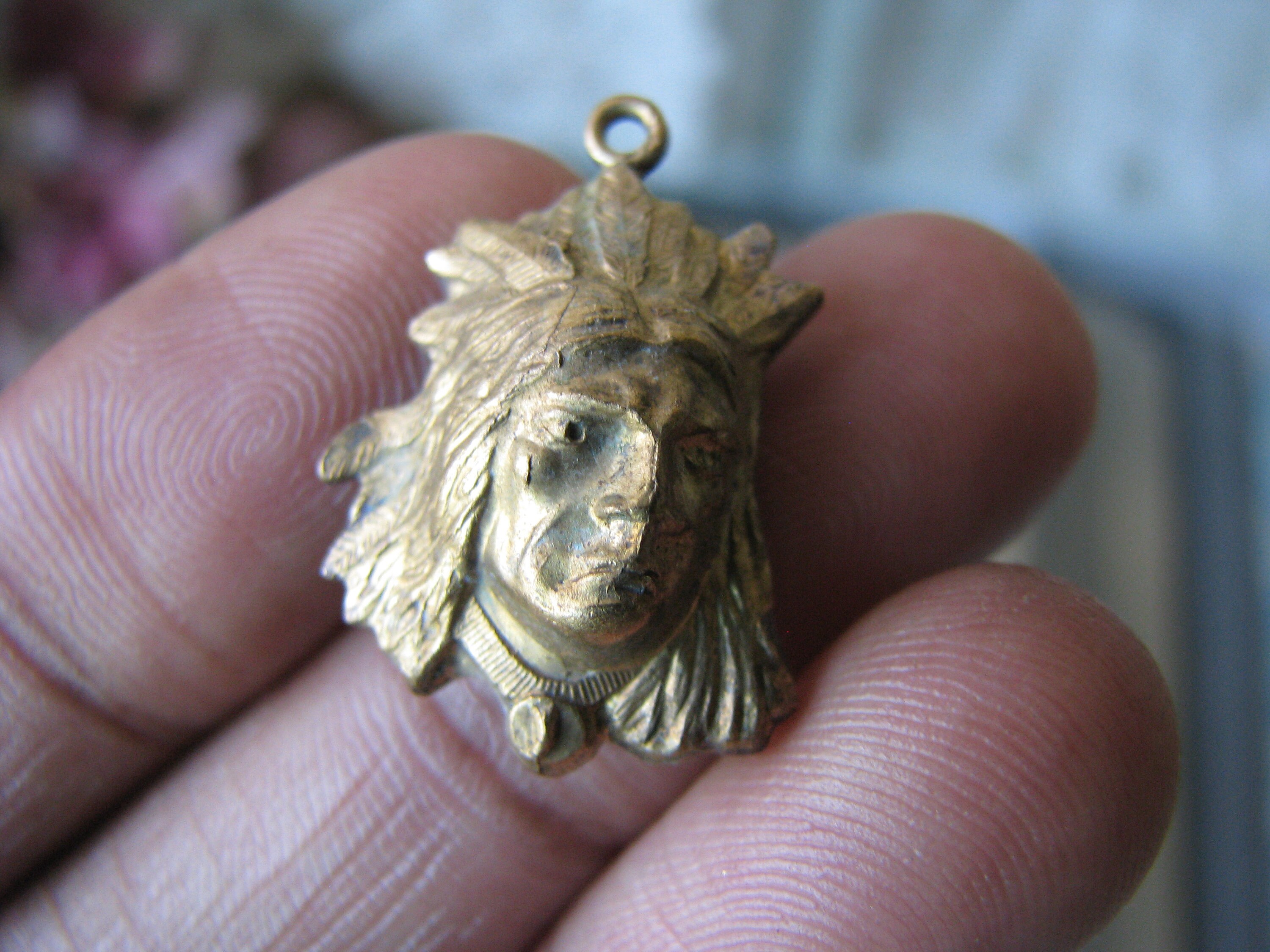 Brass Indian Head Pendant Vintage Brass Pendant Vintage Etsy