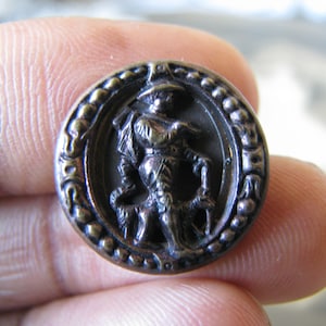 Antique Picture Button, Victorian Picture Button, Flower Picture Button, Large Picture Button, Victorian Sewing Notions, Collectable Button