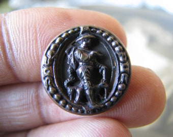 Victorian Picture Button, Antique Sewing Notion