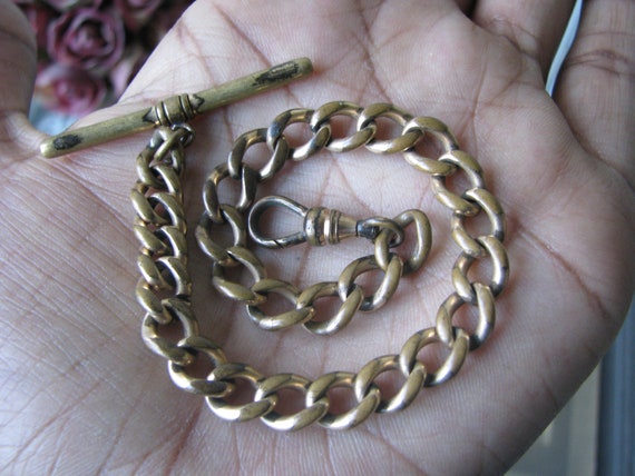 Antique Pocket Watch Chain, Gold Filled Pocket Wa… - image 2