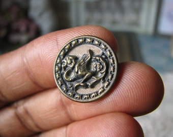 Antique Picture Button, Antique Silver Plated Button, Button Collection, Antique Sewing Notions, Victorian Button