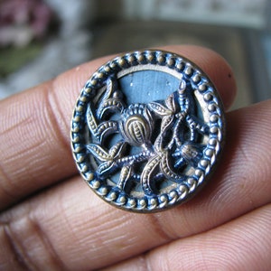 Antique Picture Button, Antique Silver Plated Button, Button Collection, Antique Sewing Notions, Victorian Button