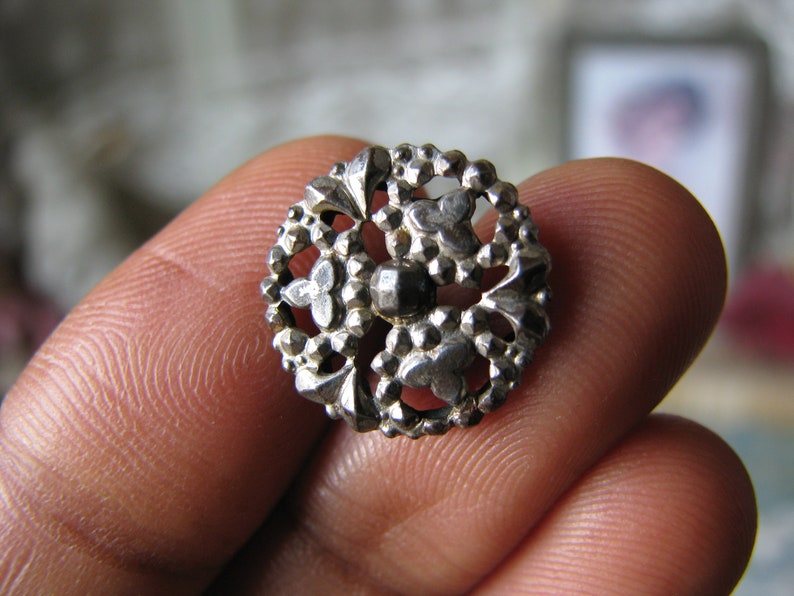 Victorian Ornate Cut Steel Button, Antique Brass Detail - Etsy