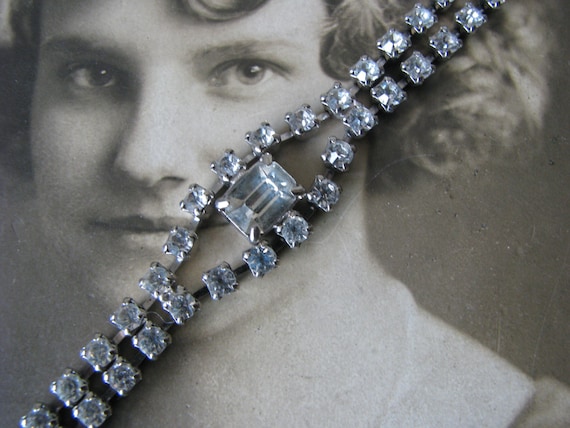 Vintage Rhinestone Bracelet, Rhinestone Tennis Br… - image 2