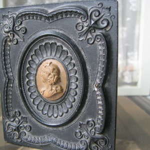 Antique Ambrotype Photo, Collodian Positive Picture, Gutta Percha Picture Frame, Volcanite Cameo, Antique Picture Book, Mourning Picture