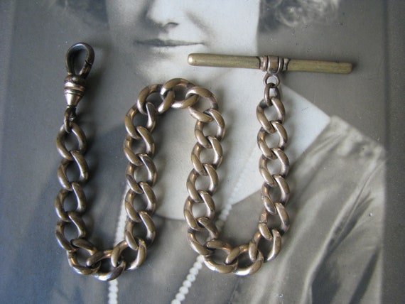 Antique Pocket Watch Chain, Gold Filled Pocket Wa… - image 1