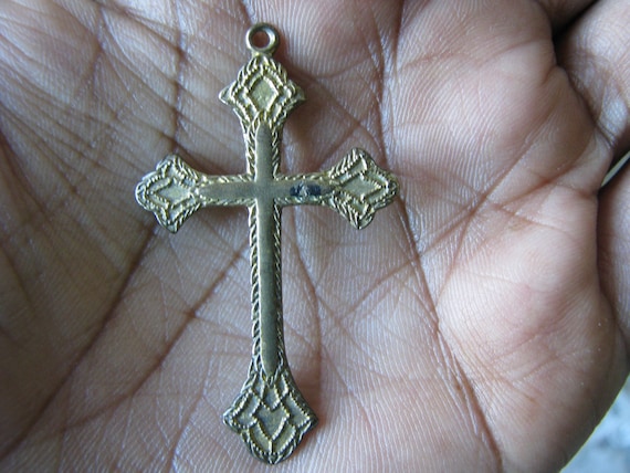 Sterling Silver Markazite Ornate Cross Necklace Pendant Medium