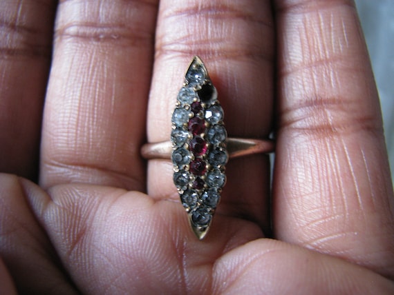Antique Paste Ring, Victorian Paste Ring, 10kt Ro… - image 4