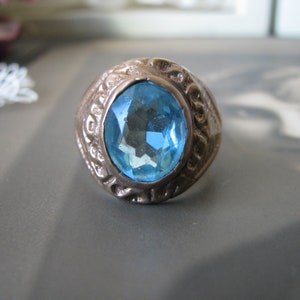Victorian Men&#39;s Ring, Antique Blue Paste Ring, Antique Pinchbeck Ring, Antique Victorian Ring, Victorian Pinchbeck Ring, SIZE 8 1/2