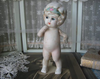 Antique Porcelain Frozen Charlotte Doll, Made In Japan, 1930s