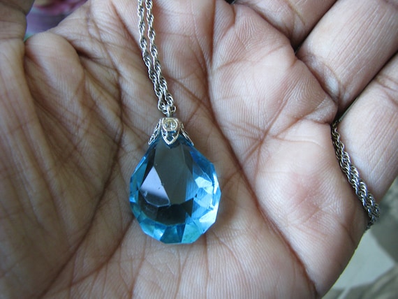 1930s Art Deco Blue Paste Filigree Necklace, Brid… - image 8