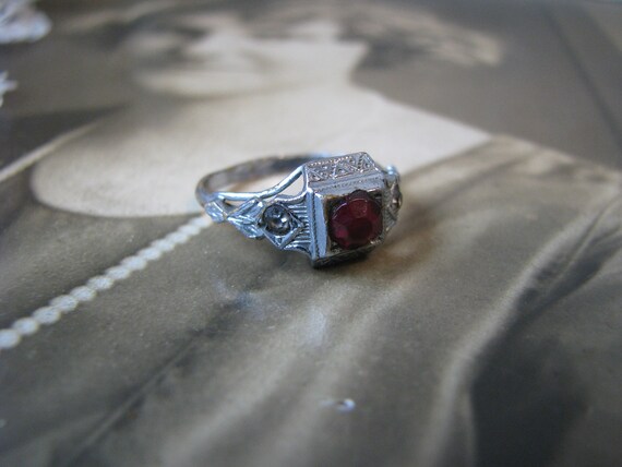 Antique Paste Ring, Red Paste Ring, Etched Paste … - image 4