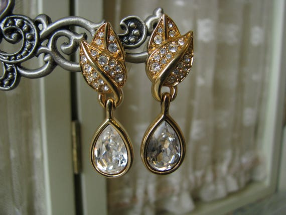 Vintage Swarovski Crystal Earrings, Swarovski Bri… - image 3