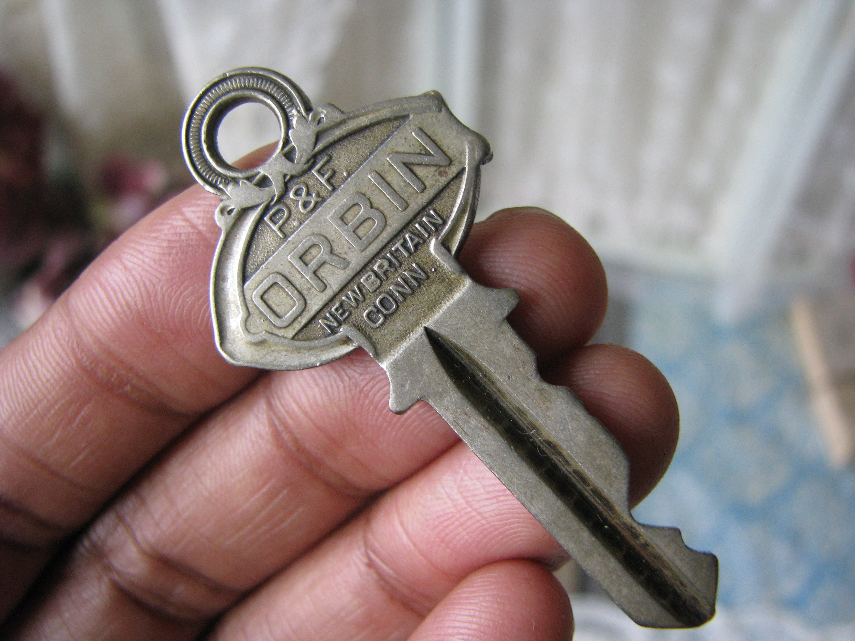 Antique Brass Key Flat Brass Key P&F Corbin Lock Co. Etsy