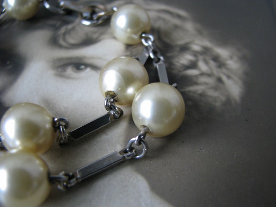 Vintage Pearl Bracelet, Glass Pearl Bracelet, Dou… - image 4