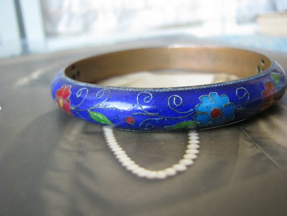 Antique Chinese Cloisonne Bangle Bracelet, Chines… - image 4