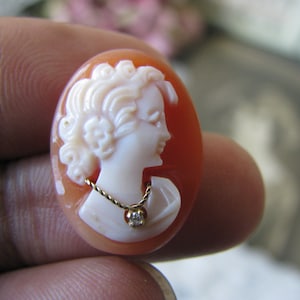 Antique Shell Cameo, Victorian Loose Cameo, 14kt. Gold Cameo, Diamond Cameo, Loose Cameo, Wedding Cameo, Bridal Cameo, Unset Cameo