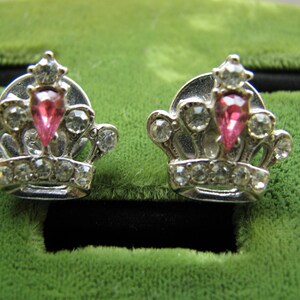 Vintage Rhinestone Crown Lapel Pins, Rhinestone Lapel Pins, Late Art Deco Lapel Pins, Wedding Jewelry, Wedding Jewelry, Wedding Pins