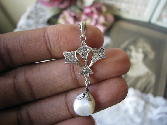 Edwardian Lavalier necklace, Sterling Silver Laval