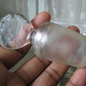 Antique Glass Bottle Stopper, Satin Glass Bottle Stopper, Blown Glass Bottle Stopper, Large Glass Bottle Stopper