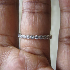 Art Déco Style Wedding Band, Sterling Silver CZ Wedding Band, CZ Eternity Band, CZ Anniversary Band, Wedding Ring, Bridal Ring, Taille 9