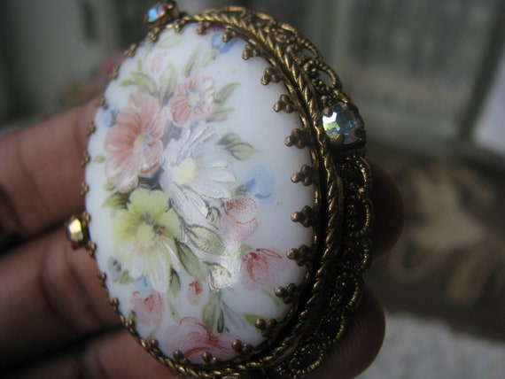 Vintage Filigree Brooch, Vintage Cameo Brooch, Pa… - image 2