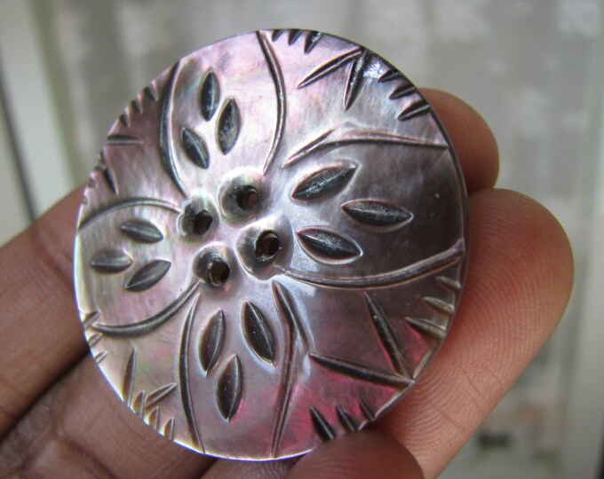 Antique Carved Shell Button, Antique Mother of Pearl Button, Mother of ...