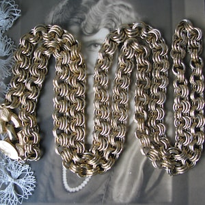 Vintage Lucien Piccard Necklace, Vintage Gold Chain, Vintage Double Rolo Link Chain, Lucien Piccard Chain, Long Gold Chain