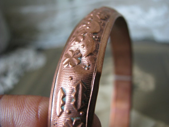 Antique Copper Bangle, Victorian Copper Bangle, H… - image 7