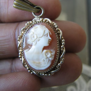 Antique Cameo Pendant, Shell Cameo Pendant, Gold Filled Cameo Pendant, Shell Cameo Pendant, Wedding Cameo, Wedding Pendant, Bridal Pendant