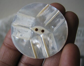 Antique Carved Shell Button, Antique Mother of Pearl Button, Mother of ...