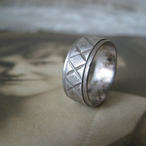 Art Deco Band Ring, Sterling Silver Band Ring, 1930's Band Ring, Textured Band Ring, Vintage ESPO Ring, Size 6