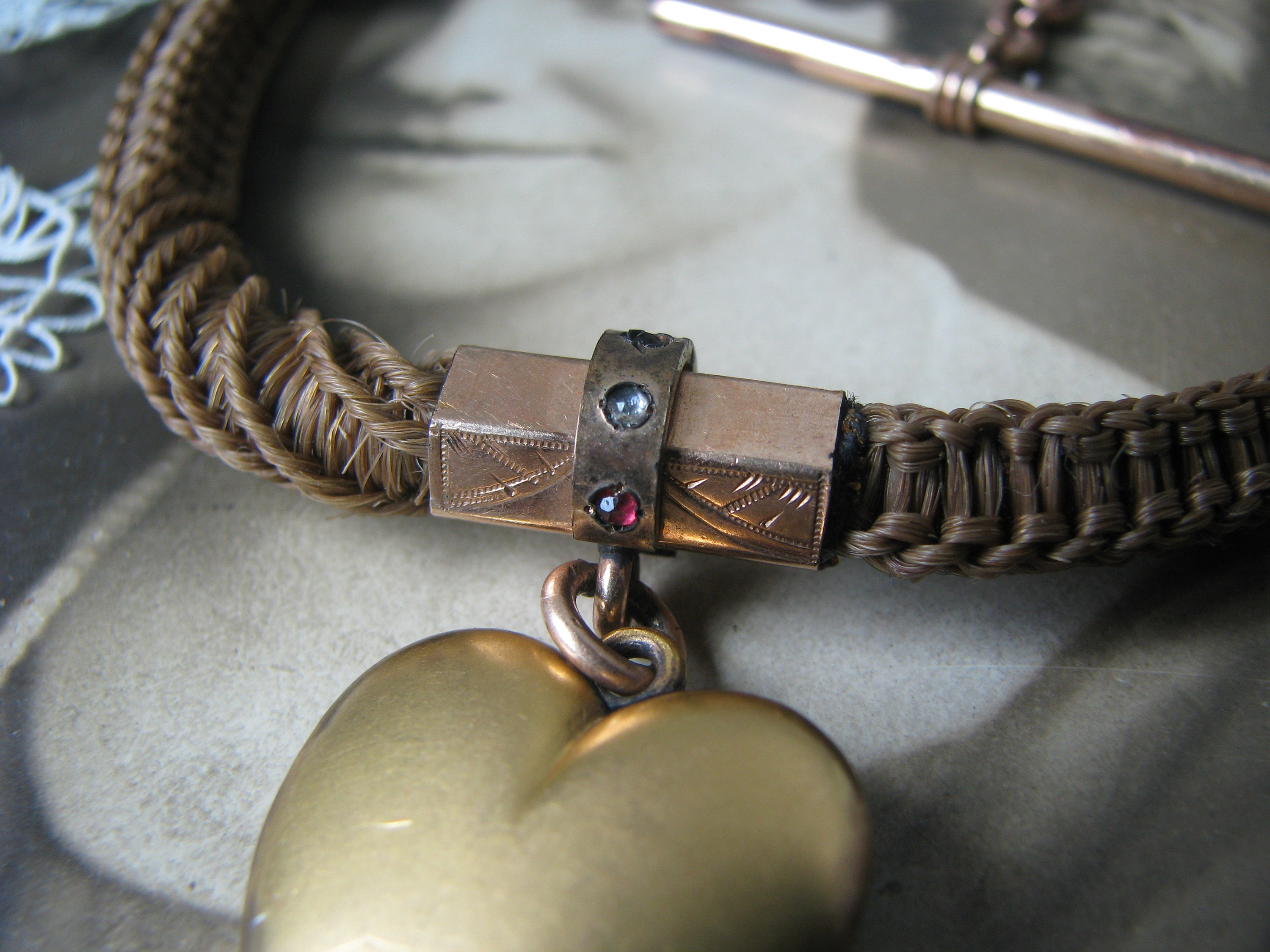Victorian Gold Filled Braided Hair Pocket Watch Chain With 