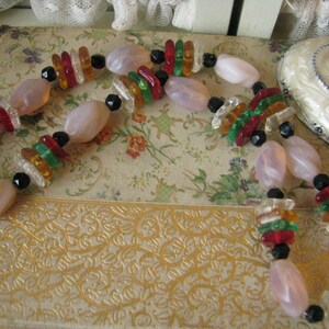 Art Deco Czech Glass Bead Necklace, Art Deco Choker, Opal Glass Bead Necklace