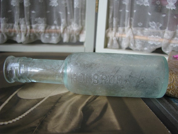Antique Glass Bottle With Stopper, Vintage Water Bottle, Shabby