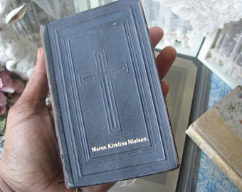 Antique Danish Leather Book of Psalms, Engraved Bible