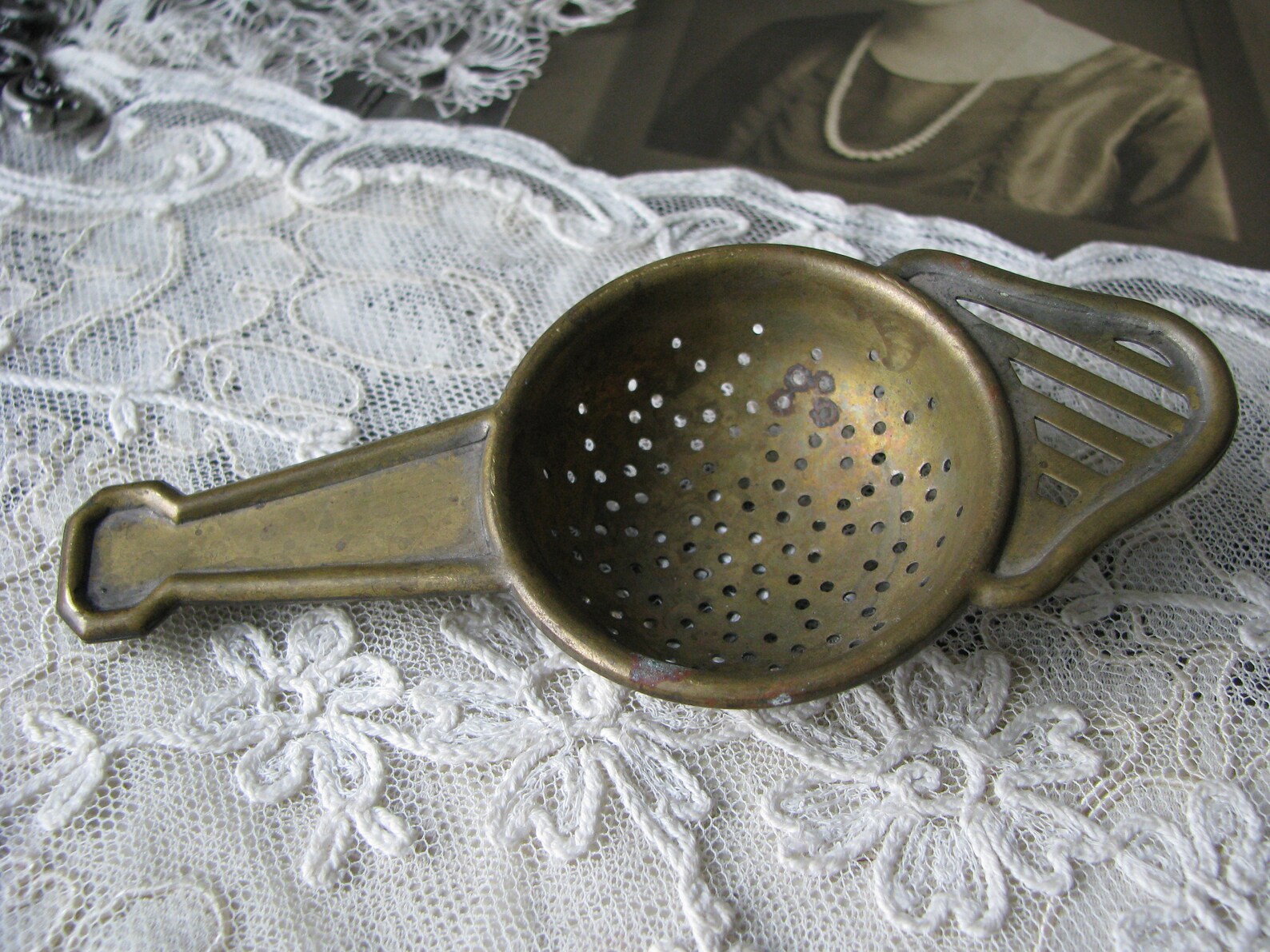 Antique Tea Strainer Antique Brass Tea Strainer Small Brass Etsy